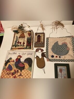 Rustic vintage Farmhouse Rooster chicken Wall Decor - 6 pieces